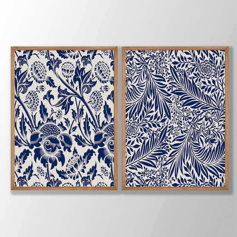 William Morris Print Set: Blue Floral Art Nouveau Exhibition Posters - Etsy