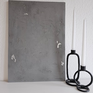Beton Wandbild mit echtem Blattsilber - dunkelgrau - Wanddekoration - Wohn Dekoration - echt Beton - DIY Kunst Bilder
