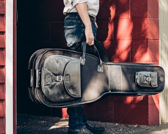 Double Electric Bass Bag - Black Buffalo & Canvas