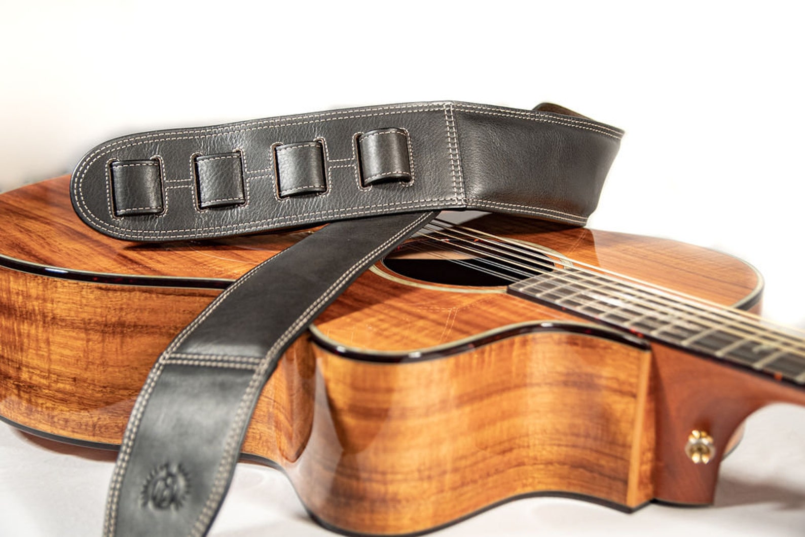 Black Top Grade Nappa Long Guitar Strap Fine Harvest Leather Etsy