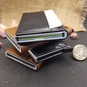 Men RFID Leather Cardholder, Father's Day Gift, Mens Eco-Friendly Wallet,Cardholder with Pop-up,Perfect Gift, Birthday Gift,Anniversary Gift