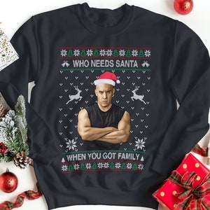 Ugly Christmas Sweater fast and furious Vin Diesel Family meme, unisex Sweatshirt