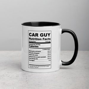 Car guy nutrition fact mug, car enthusiast gift, car funny mug gift for car lover