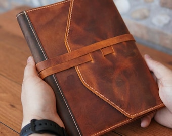 Personalized Leather Bound Notebook, Refillable A5 Notebook Cover, Book Lover  Gift