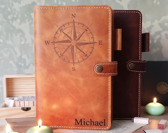 Personalized Leather Journal: Engraved Notebook, Refillable Travel Diary