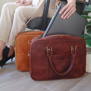 Leather Laptop Bag, Leather Messenger Bag, Mother's Day Gift image 1