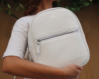 Leather Women Backpack, White Leather Backpack Purse, Pink Backpack, Mothers Day Gift