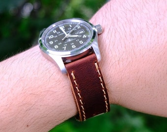 Handmade Leather Watch Strap, Christmas Gift for him