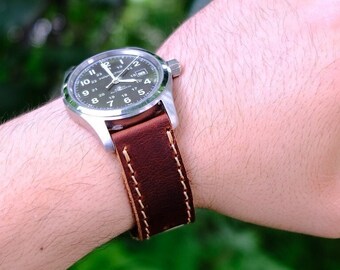 Handmade Leather Watch Strap, Hamilton Watch Strap, 22 mm Leather Watch Strap, Gift for him, Gift for Husband