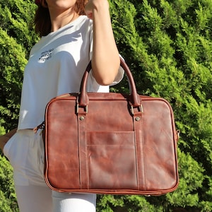 Leder-Satchel-Tasche, Laptop-Tasche Damen, Leder-Messenger-Tasche, Aktentasche, Chef-Geschenk, Anwalt-Geschenk, Muttertagsgeschenk Bild 6