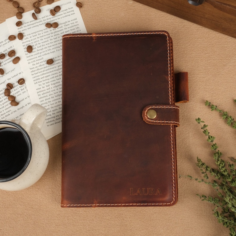 Personalized Refillable Cowhide Leather Journal, Leather Notebook Cover, Travel Journal, Mothers Day Gift,Corporate Gift Notebook Included image 3