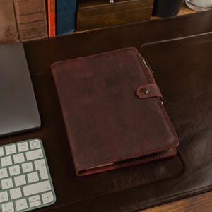 Leather Journal Personalized : Refillable A5 Notebook Cover, Custom Logo Option, Teacher appreciation gifts image 3