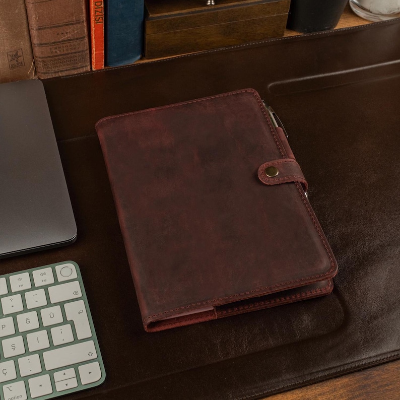 Leather Journal Personalized : Refillable A5 Notebook Cover, Custom Logo Option, Teacher appreciation gifts image 3