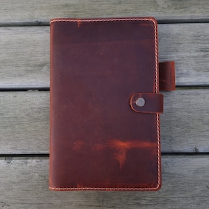 Personalized Refillable Cowhide Leather Journal, Leather Notebook Cover, Travel Journal, Mothers Day Gift,Corporate Gift Notebook Included Red Brown