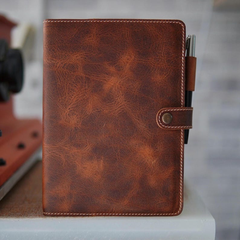 Leather Journal Personalized : Refillable A5 Notebook Cover, Custom Logo Option, Teacher appreciation gifts image 10