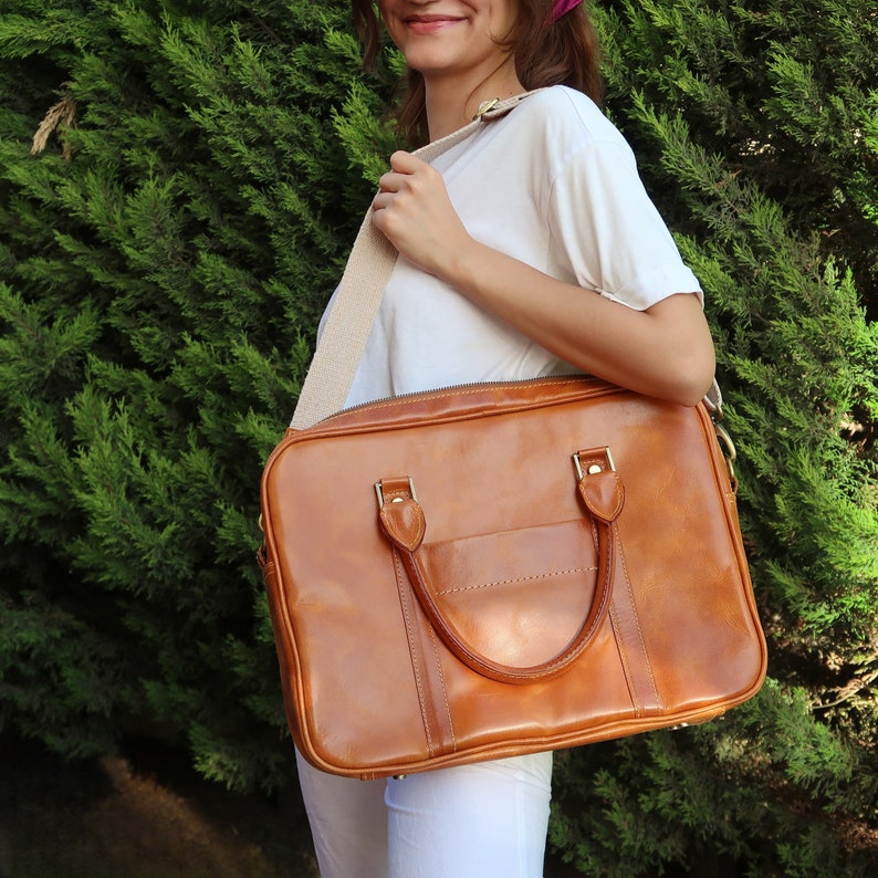 Leather Satchel Bag, Laptop Bag Women, Leather Messenger Bag, Briefcase, Boss Gift, Lawyer Gift, Mothers Day Gift image 2