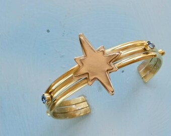 VIOLET Swarovski Brass single STAR bracelet / Swarovski VIOLET brass bracelet