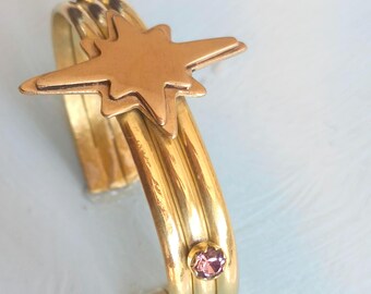 PINK Swarovski Brass single STAR bracelet / PINK Swarovski brass bracelet