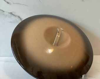 Vintage Enamelware Brown Beige Crème Ombré Pot Lid