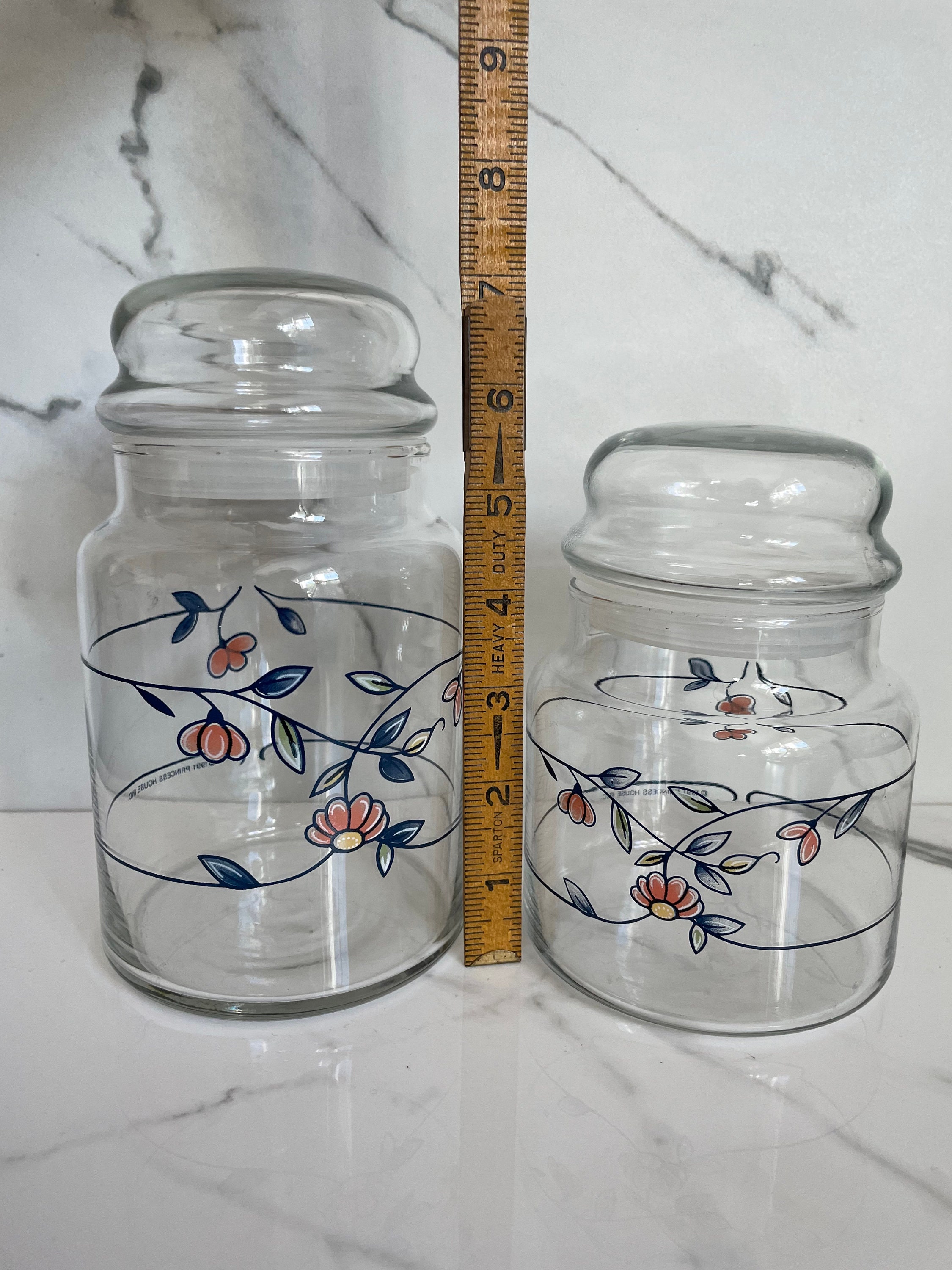 Princess Glass Containers 1991 Princess House Glass Jar/canisters Floral/flowers Pattern, Set of ...