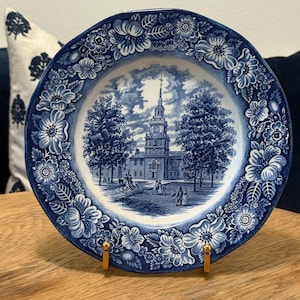 Vintage Liberty Blue Independence Hall Dinner Plate Made in England