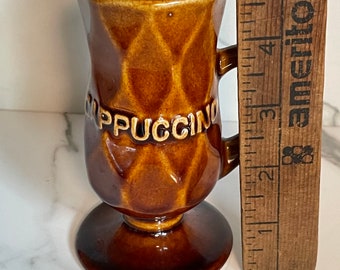 Vintage Stoneware Ceramic Cappuccino Mug, Unique Cappuccino, Morning Coffee Treat, Rustic Coffee Station