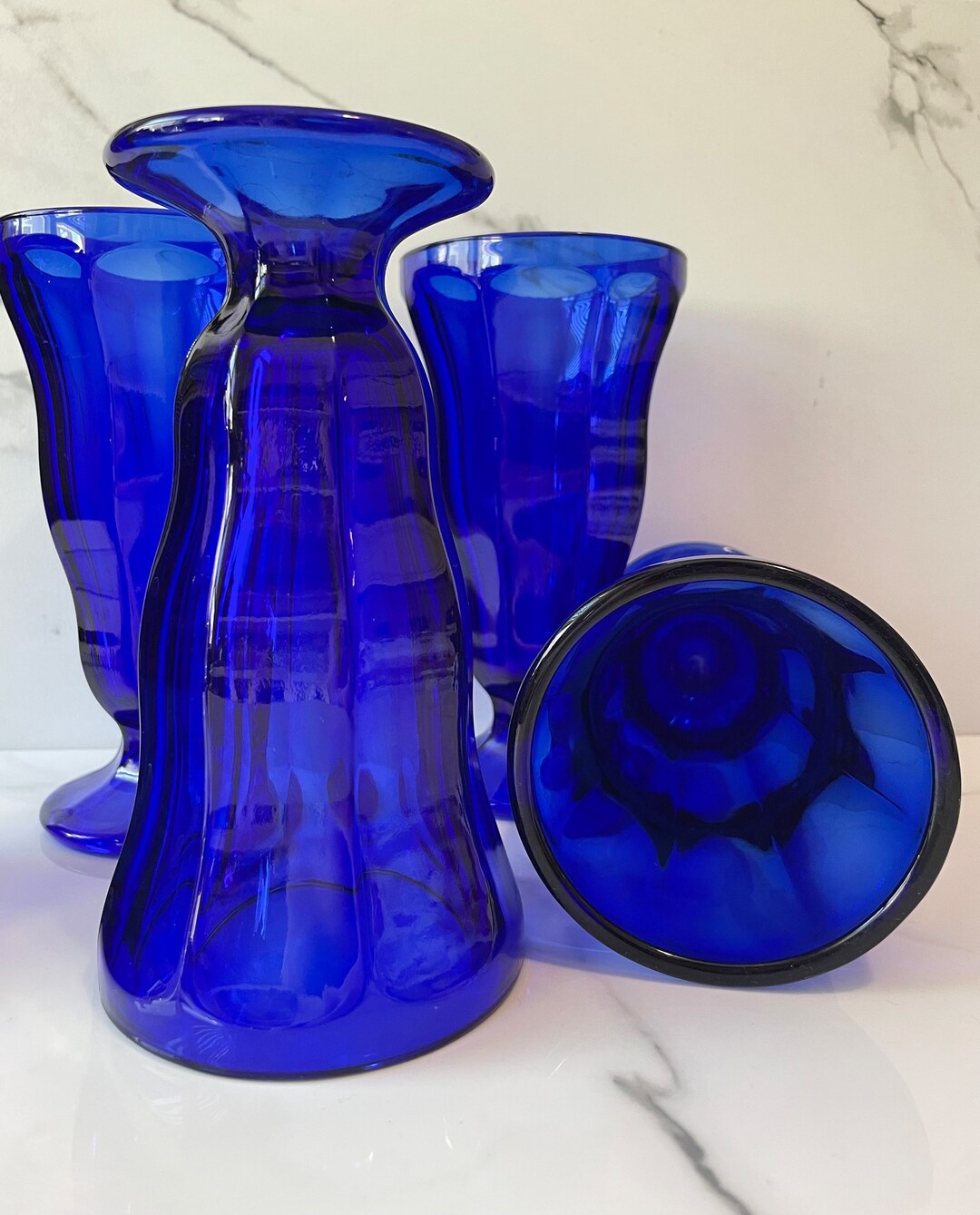 食器 Vintage Anchor Hocking Cobalt Blue set Anchor Hocking Cobalt Blue Mixing Bowl Set (2) - Etsy