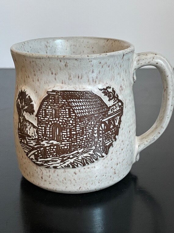 Vintage Onion River Pottery Water Grist Mill Coffee Tea Mug Coffee Cup 