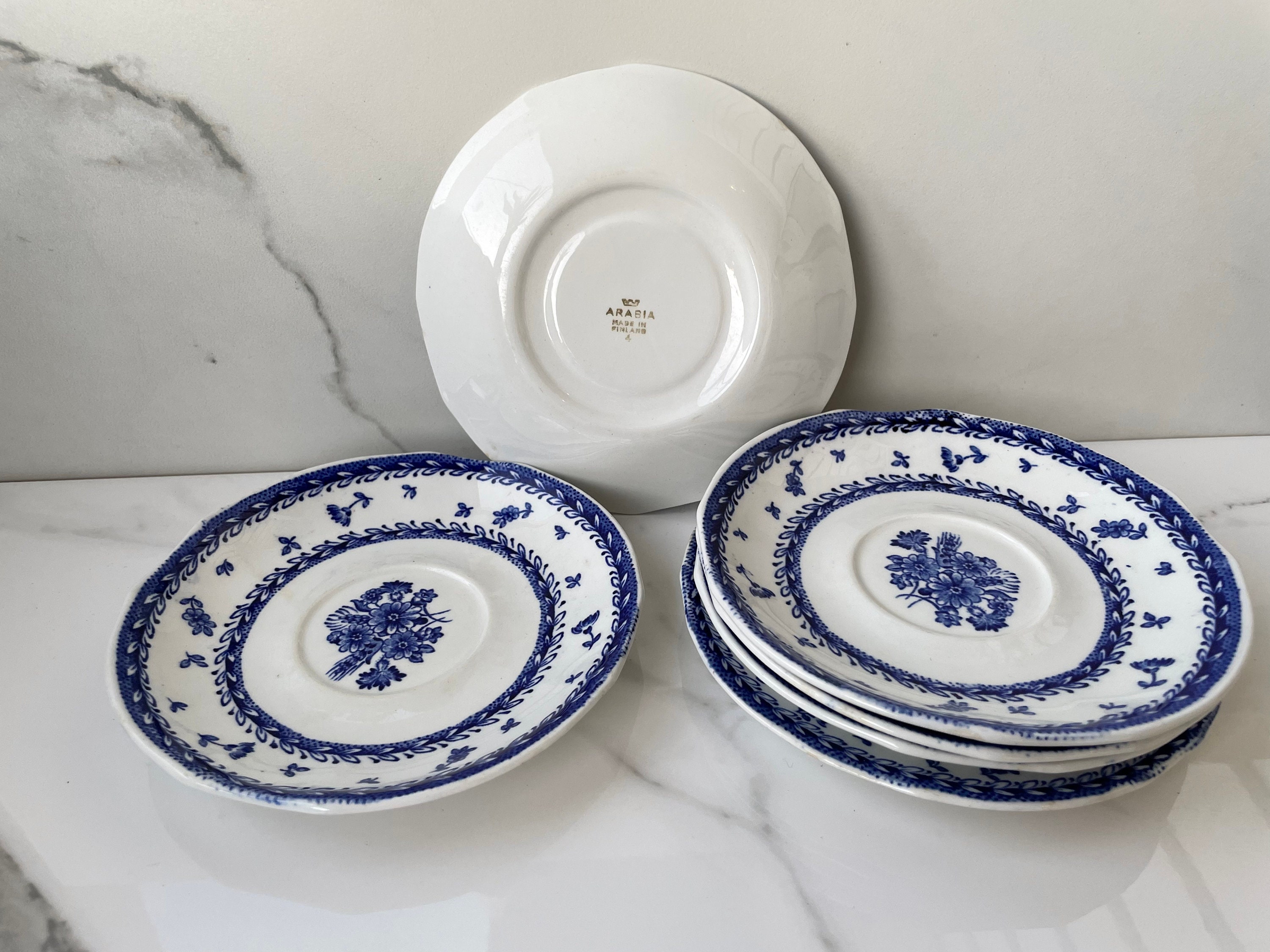 ARABIA FINLAND 青い家の置物 Vintage Finland Arabia / Finn Flower