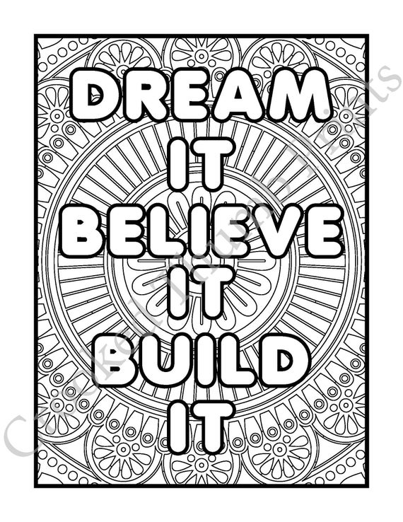Adult Coloring Pages Motivational Quote Printable Mandala - Etsy