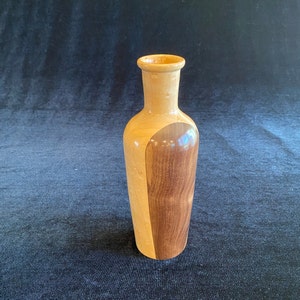 Walnut and Maple Vase, Handcrafted on Lathe