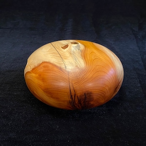 Yew and Resin River Stone Bud Vase, Handcrafted on Lathe 3&quot; tall x 6.5&quot; Wide