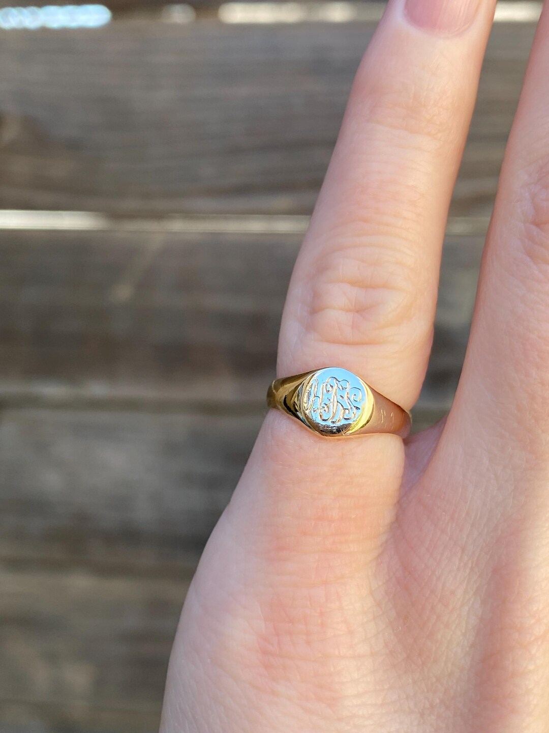 Vintage Solid 10k Yellow Gold Monogram Baby Signet Ring - Size 2.75 ...