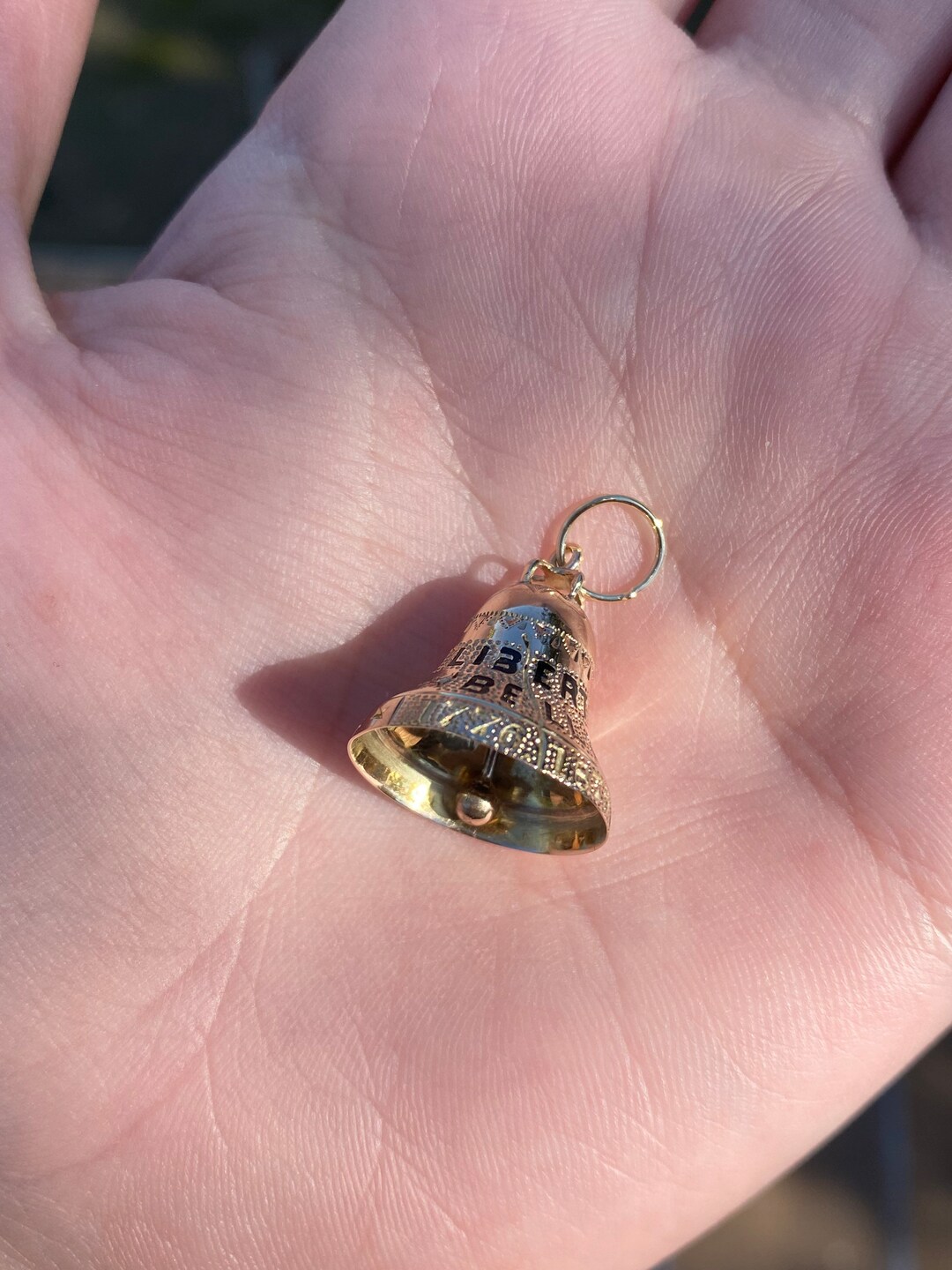 Vintage Solid 14k Yellow Gold Liberty Bell Charm Quality Fine Estate
