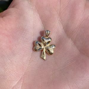 Vintage Solid 14k Yellow Gold Shamrock Charm - Pendant for Necklace - Quality Fine Jewelry - Good Luck - Irish