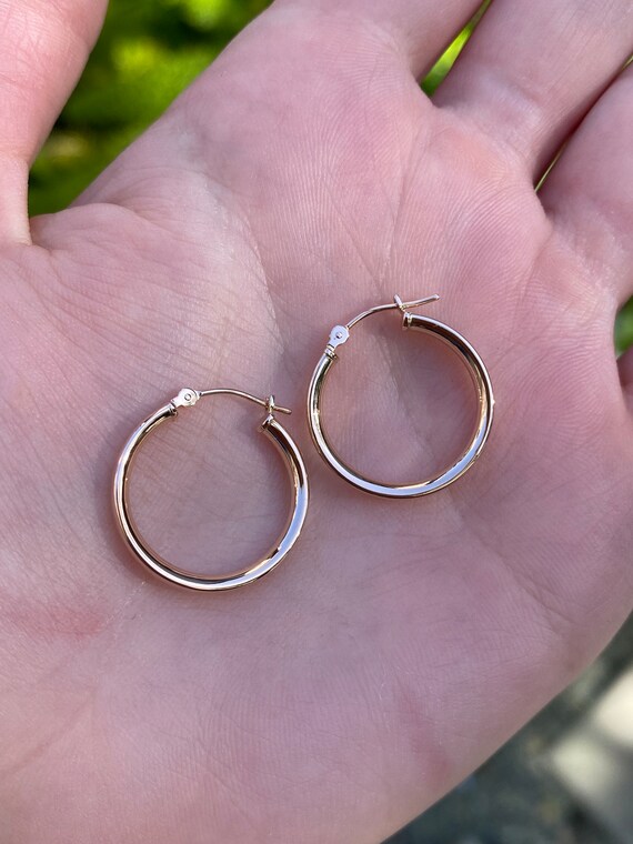 Vintage 14k Rose Gold Hoop Earrings - Fine Estate… - image 2