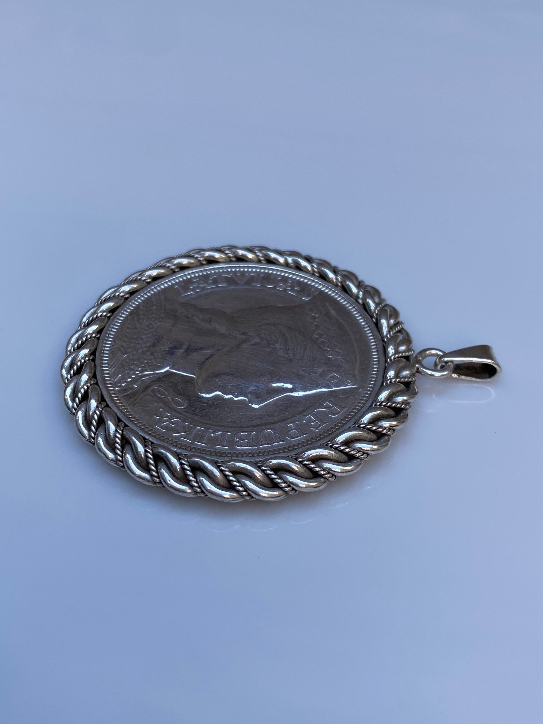 1931 1oz. 5 Lati Silver Coin Pendant - Quality Fine Estate