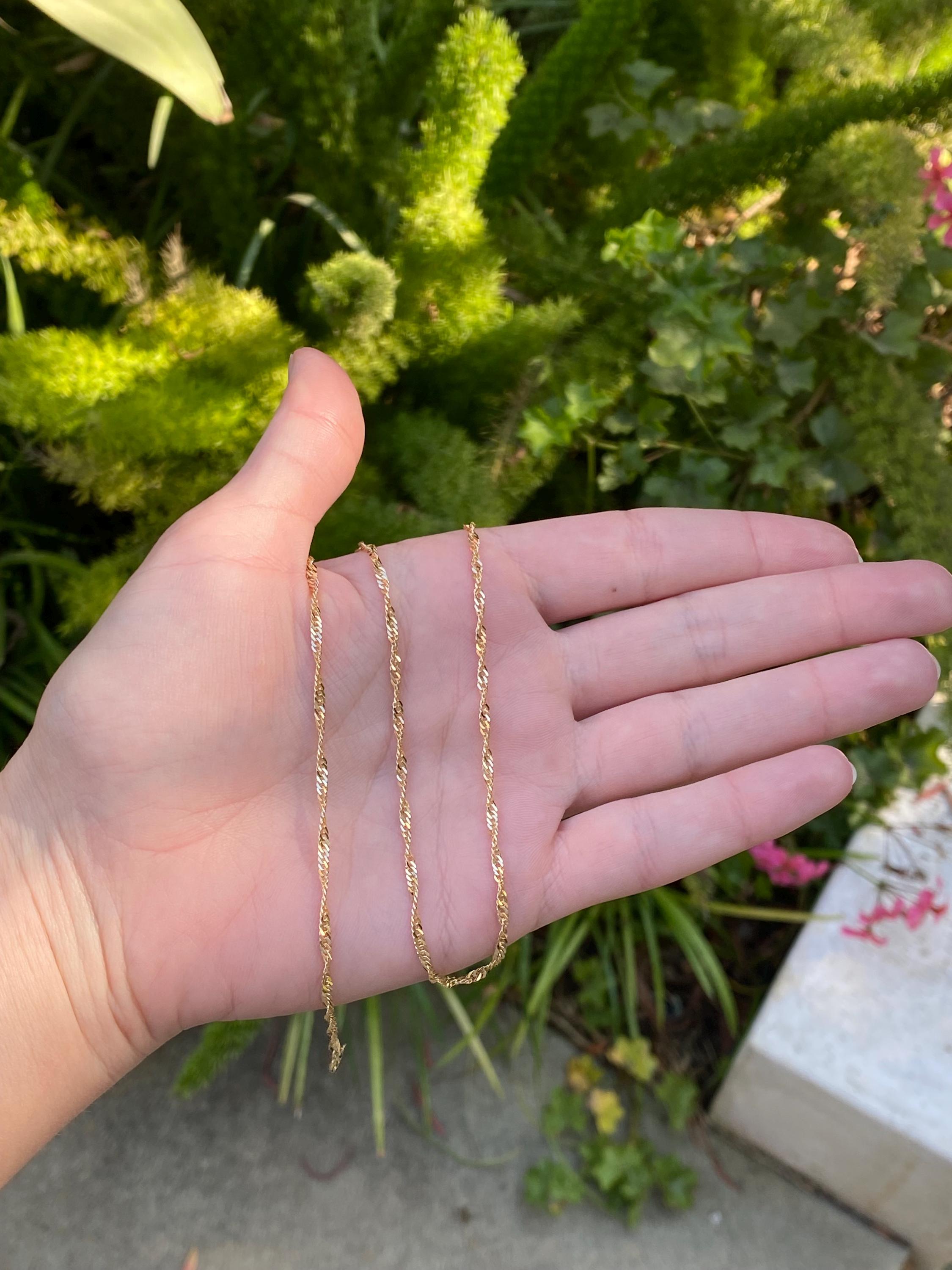 ★VINTAGE HOLLYWOOD★ [14K Gold] Twist Chain Necklace_VH22N4 Vintage Solid 14k Gold Twisted Link Chain Necklace