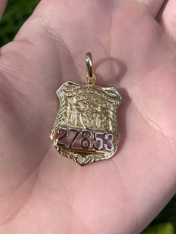 Vintage Solid 14k Yellow Gold New York Police Badge Charm Pendant