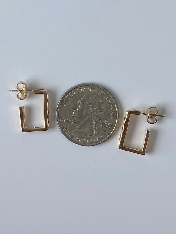 Vintage Solid 14k Yellow Gold Patterned Rectangle… - image 8