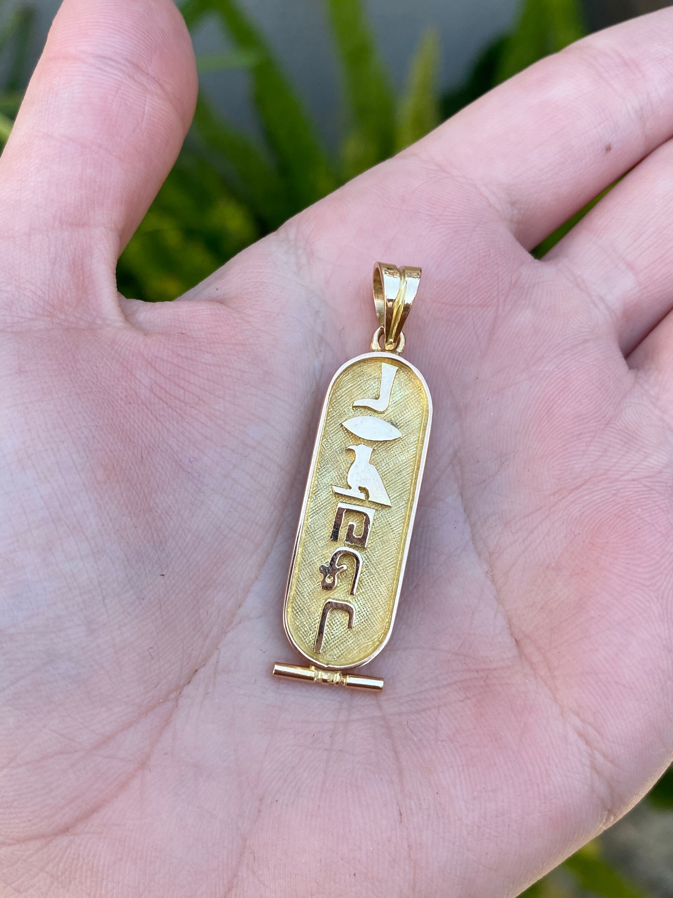 Vintage Solid 18k Yellow Gold Egyptian Style Pendant Quality Fine Estate Jewelry Charm for Necklace Genuine Gold Unisex Him or Her