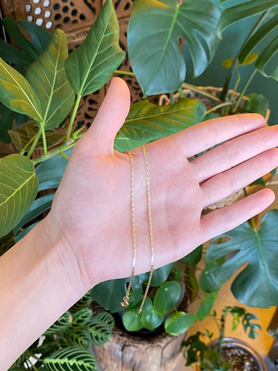 Vintage Solid 14k Yellow Gold Pattern Flat Chain … - image 2