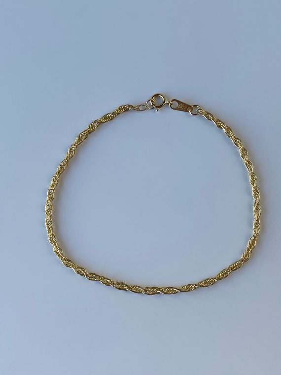 Vintage Solid 14k Yellow Gold Twist Chain Bracele… - image 3