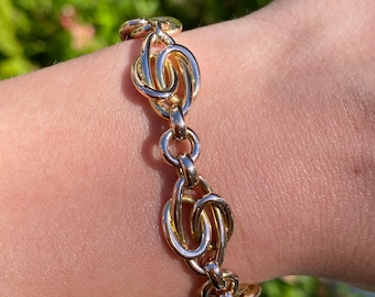 Vintage 14k Interlinked Chain Bracelet - 6.75 inches - Fine Estate Jewelry - Real Genuine Gold