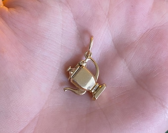 Vintage Solid 14k Yellow Gold Tea Kettle Charm
