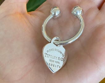 Tiffany & Co. Solid Sterling Silver Heart Lock Key Chain
