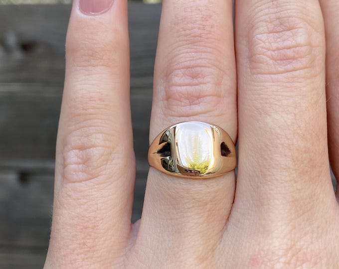 Women's 10k Yellow Gold Signet Ring – Size 5, Engravable, Polished Finish, Made In USA - View #5