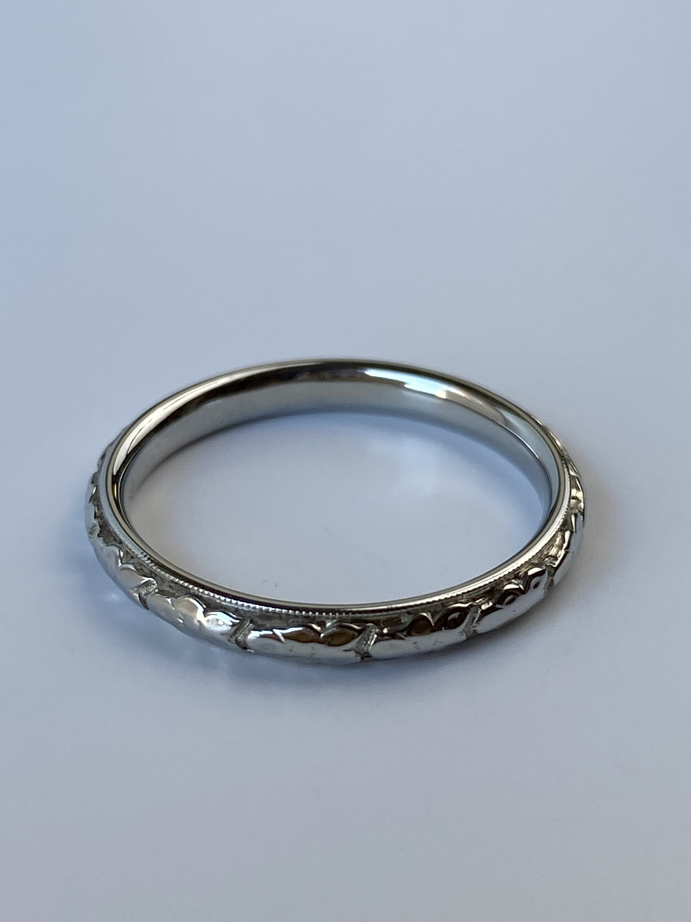 Bague Vintage En Or 14 Carats Avec CZ - Taille 6.5, 6.78 G, Large Bande Florale