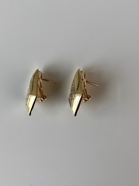 14k Two Toned Gold Diamond Drop Earrings - Qualit… - image 6