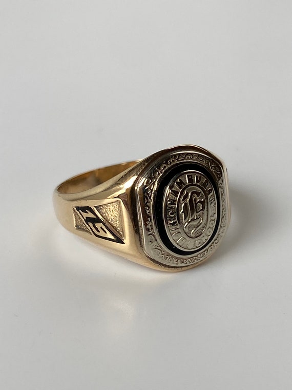 Vintage Solid 10k White & Yellow Gold 1930 Class Ring - Size